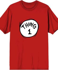 Dr. Seuss Thing 1 and Thing 2 Adult Red Crew Neck Short Sleeve T-Shirt