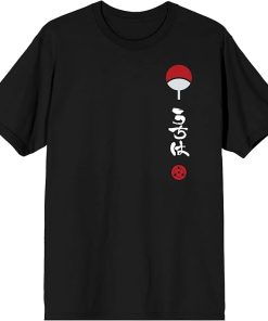 Naruto Itachi Artwork Crew Neck Short Sleeve Men's Black T-Shirt