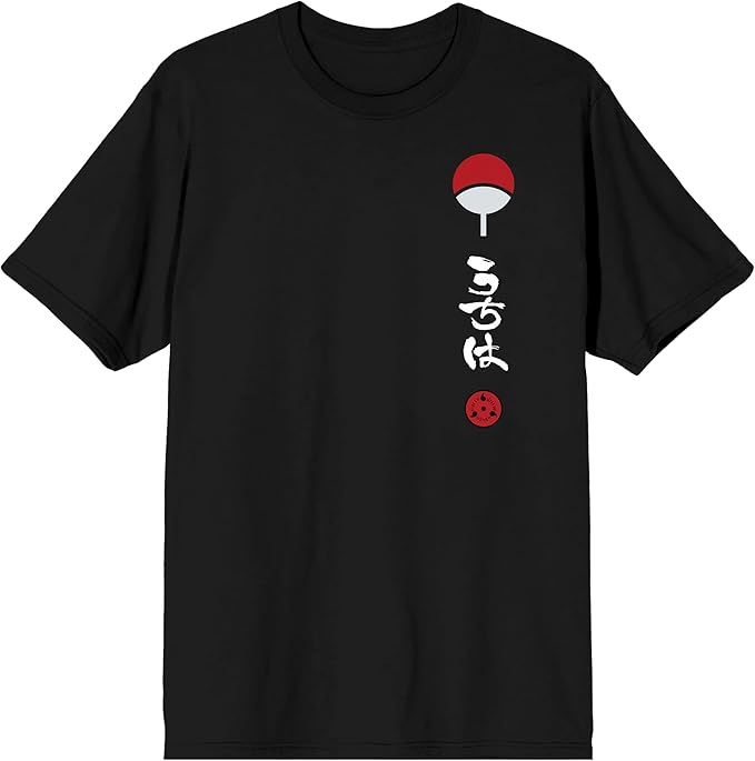 Naruto Itachi Artwork Crew Neck Short Sleeve Men's Black T-Shirt