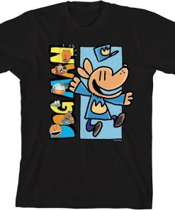 Dog Man Characters Inside Logo Youth Crew Neck Short Sleeve T-Shirt