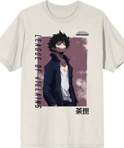 My Hero Academia Dabi Distressed Box Crew Neck Short Sleeve Tofu Men's T-Shirt