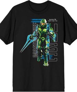 Halo Infinite Master Chief UNSC Logo Crew Neck Short Sleeve Men's Black T-Shirt