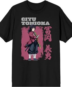Demon Slayer Giyu Tomioka Adult Black Crew Neck Short Sleeve T-Shirt