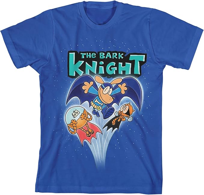 Dog Man The Bark Night Crew Neck Short Sleeve Youth Royal Blue T-Shirt