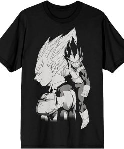Dragon Ball Z Vegeta Black and White Character Art Men's Black T-Shirt