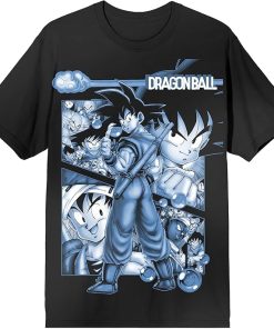 Dragon Ball Oversize Goku Blue Poster Art Crew Neck Short Sleeve Men's Black T-Shirt
