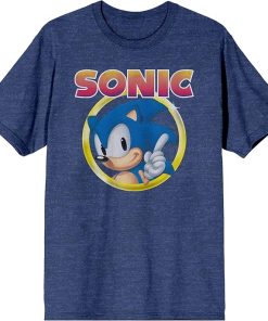 Sonic The Hedgehog Classic Character and Title Men's Graphic Tee