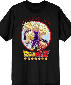 Dragon Ball Z Anime Characters Group Shot Mens Black Graphic Tee Shirt