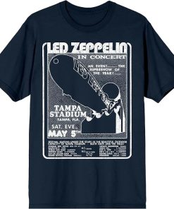 Led Zeppelin Blimp Crew Neck Short Sleeve Navy Men's T-Shirt